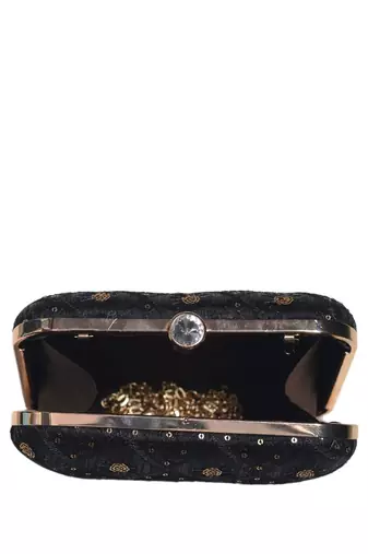  embroidered box clutch bag for women