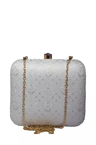  embroidered box clutch bag for women