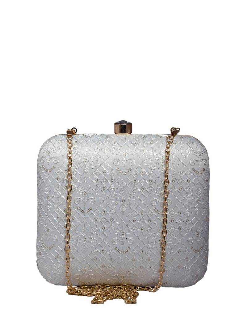  embroidered box clutch bag for women