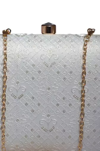  embroidered box clutch bag for women