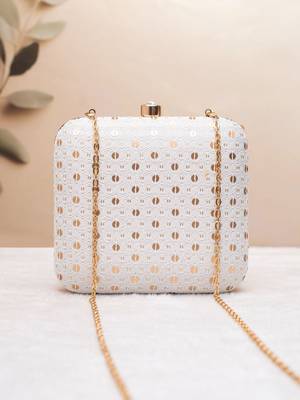  white sequin embroidery clutch 1