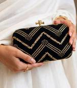  elegant black velvet embroidered clutch
