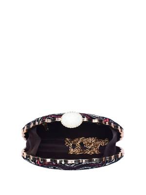  black based silver sequins fabric clutch bag for women with detachable chain strap 4