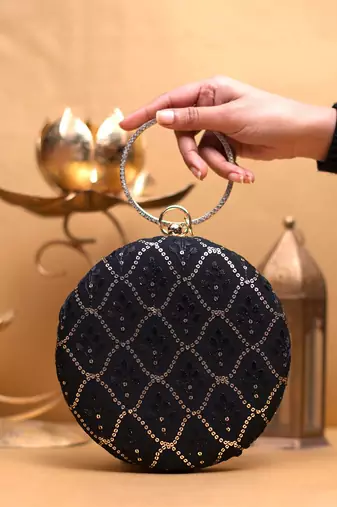  embroidered box clutch bag for women