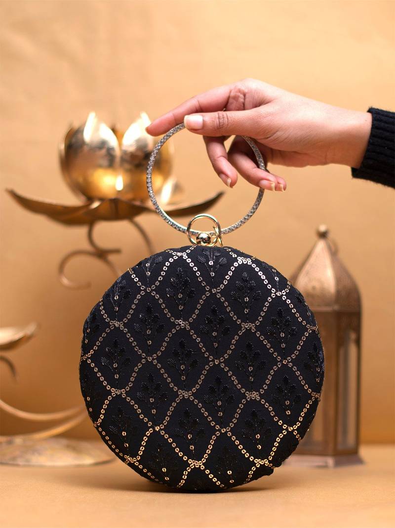  embroidered box clutch bag for women