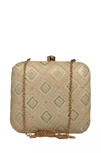  embroidered box clutch bag for women