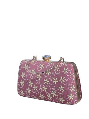  lavender based white floral embroidery clutch 3