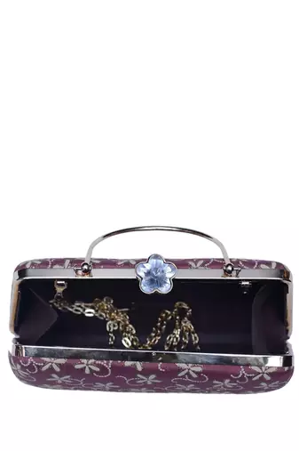  lavender based white floral embroidery clutch