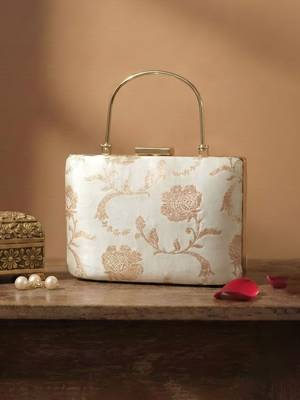  ivory white gold embroidered clutch 1