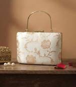  ivory white gold embroidered clutch