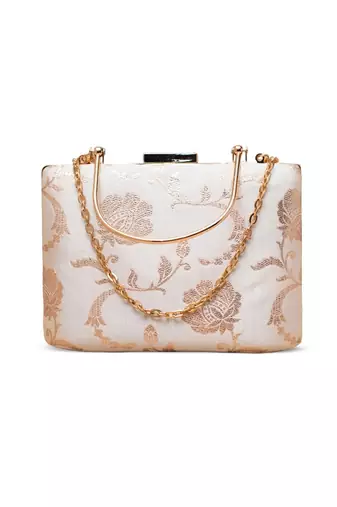  ivory white gold embroidered clutch