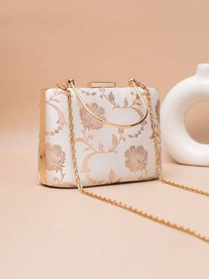  ivory white gold embroidered clutch 3