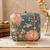  olive green based pink floral printed clutch