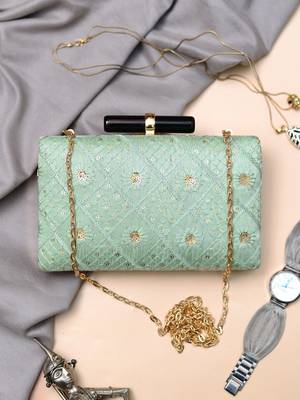  embroidered sequence box clutch 1