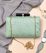  embroidered sequence box clutch