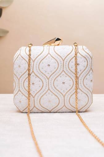  golden wave embroidery clutch