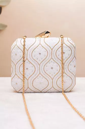  golden wave embroidery clutch