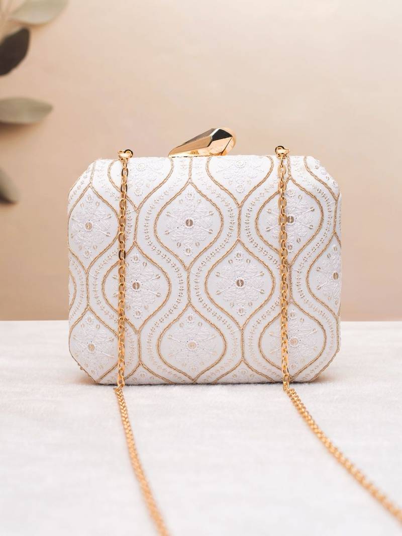  golden wave embroidery clutch