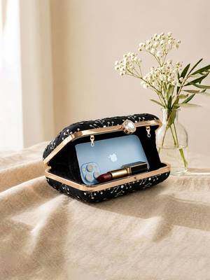  black based multicolored pattern threadwork embroidery clutch 4