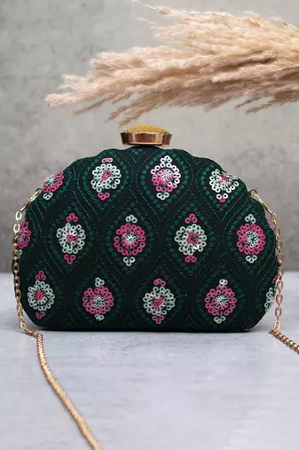  emerald blossom clutch bag for women