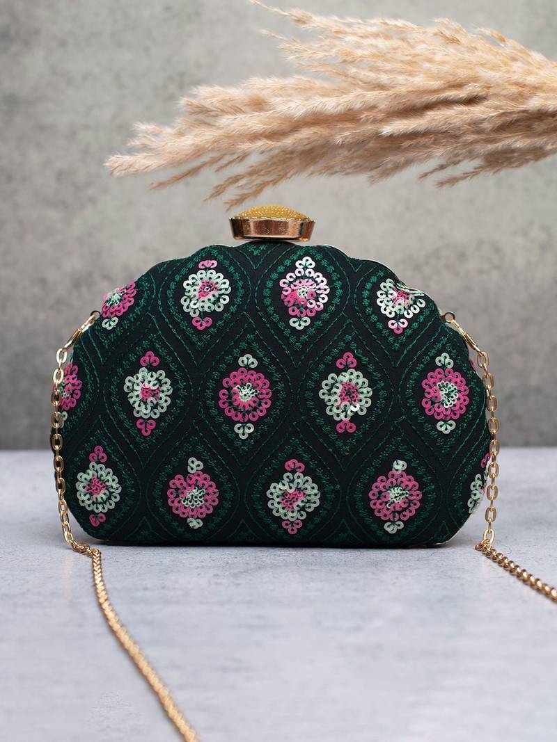  emerald blossom clutch bag for women