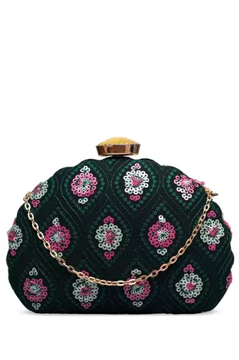 emerald blossom clutch bag for women