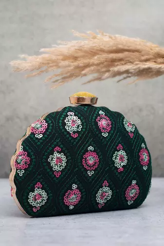  emerald blossom clutch bag for women