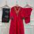 Red cotton hand embroidery kurta set with dupatta for women