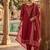 Red cotton floral print kurta set with dupatta for women