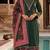 Green cotton floral print kurta set with dupatta for women