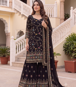 Designer black georgette sharara suit set