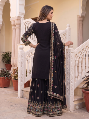 Designer black georgette sharara suit set 4