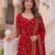 Designer red georgette sharara suit set