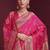 rani pink banarasi soft silk blend saree with dupatta