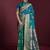 teal banarasi soft silk blend saree with dupatta