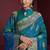 teal banarasi soft silk blend saree with dupatta
