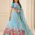 Kalamkari Print Satin Semi Stitched Lehenga Choli & Unstitched Blouse With Embroadery Work Dupatta
