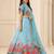 Kalamkari Print Satin Semi Stitched Lehenga Choli & Unstitched Blouse With Embroadery Work Dupatta