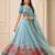 Kalamkari Print Satin Semi Stitched Lehenga Choli & Unstitched Blouse With Embroadery Work Dupatta