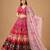 Kalamkari Print Satin  Lehenga Choli & Unstitched Blouse With Embroadery Work Dupatta