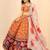 Kalamkari Print Satin  Lehenga Choli & Unstitched Blouse With Embroadery Work Dupatta