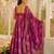 Pink floral printed silk blend anarkali suit for women