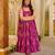 Pink floral printed silk blend anarkali suit for women