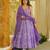 Lavender floral printed silk blend anarkali suit for women
