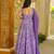 Lavender floral printed silk blend anarkali suit for women