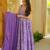Lavender floral printed silk blend anarkali suit for women