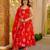 Orange floral printed silk blend anarkali suit for women