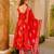 Orange floral printed silk blend anarkali suit for women