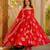 Orange floral printed silk blend anarkali suit for women