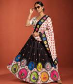 Navratri Garba Special Satin Silk Printed Lehenga Choli for Women with Matching Blouse and Dupatta Set